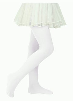 Perfectory School Uniform Tights for Girls Ballet Dance Footed Tight Ultra Soft-White & Nude-2 Pairs  - Image 2