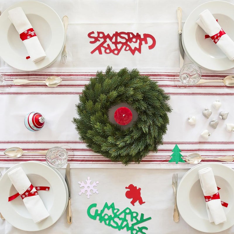 Holiday Confetti Xmas Table Decor with Red Green Pentagram Plastic Snowflake Sequins, Holiday Party Confetti Sprinkles for Christmas Celebration, 3pcs - Image 3
