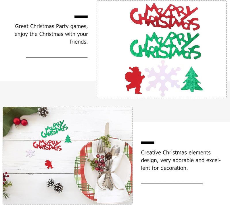 Holiday Confetti Xmas Table Decor with Red Green Pentagram Plastic Snowflake Sequins, Holiday Party Confetti Sprinkles for Christmas Celebration, 3pcs - Image 5