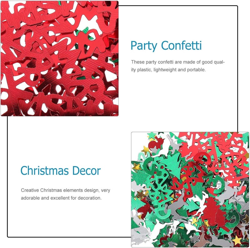 Holiday Confetti Xmas Table Decor with Red Green Pentagram Plastic Snowflake Sequins, Holiday Party Confetti Sprinkles for Christmas Celebration, 3pcs - Image 4