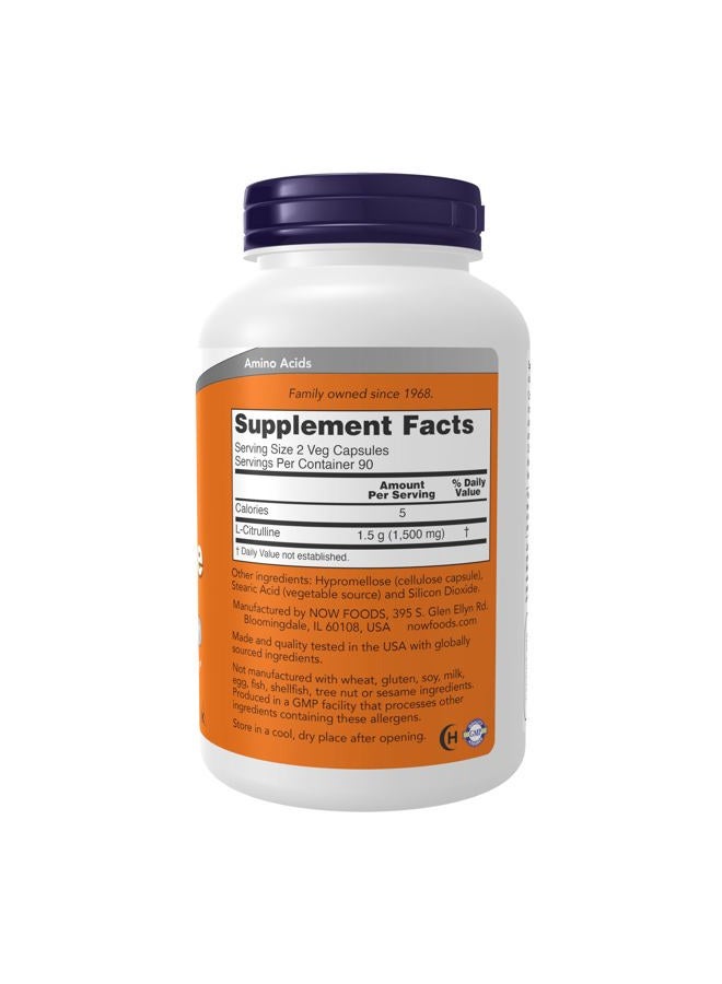 now Supplements, L-Citrulline 750 mg, Supports Protein Metabolism*, Amino Acid, 180 Veg Capsules - Image 2