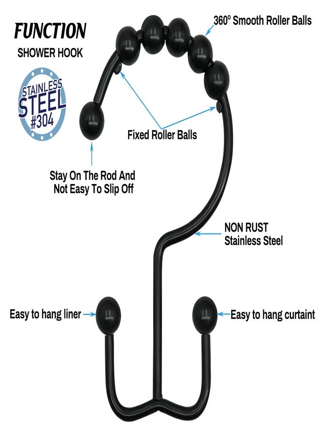 BloomFlower Black Shower Rod with 12 Hooks, 18-79 Inches, Fits 20-78 Inch Spaces (Ideal for 72" Wide Bathrooms), No Drill Rust Resistant Spring Rod for Bathroom - Image 5