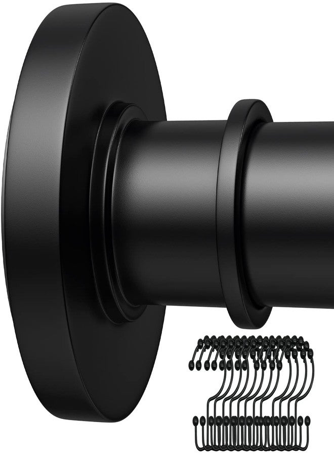 BloomFlower Black Shower Rod with 12 Hooks, 18-79 Inches, Fits 20-78 Inch Spaces (Ideal for 72" Wide Bathrooms), No Drill Rust Resistant Spring Rod for Bathroom - Image 1