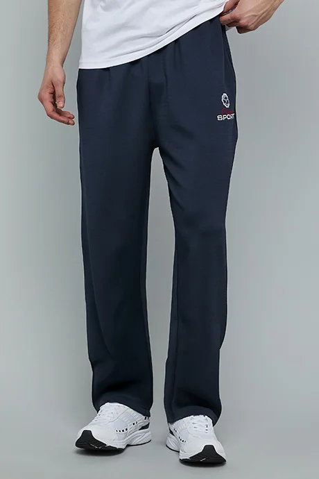 R&B Embroidery Detail Knit Pants with Drawstring Waist