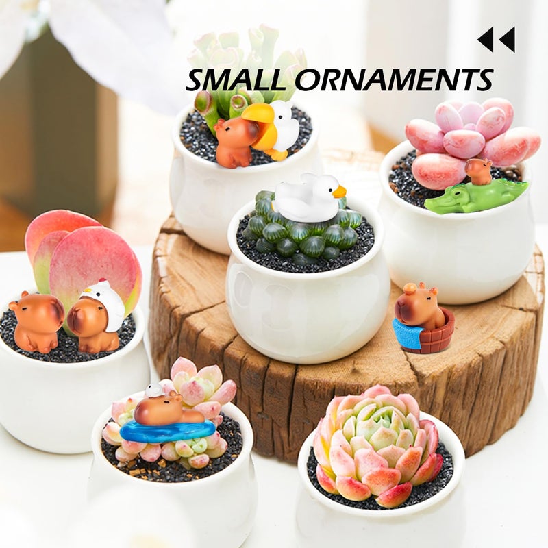 BlingABC 10 Pack Mini Capybara Figures Cake Toppers,Miniature Cute Capybara Resin Fairy Garden Decoration for Kids Birthday Baby Shower Party Cake Dollhouse Desktop - Image 4