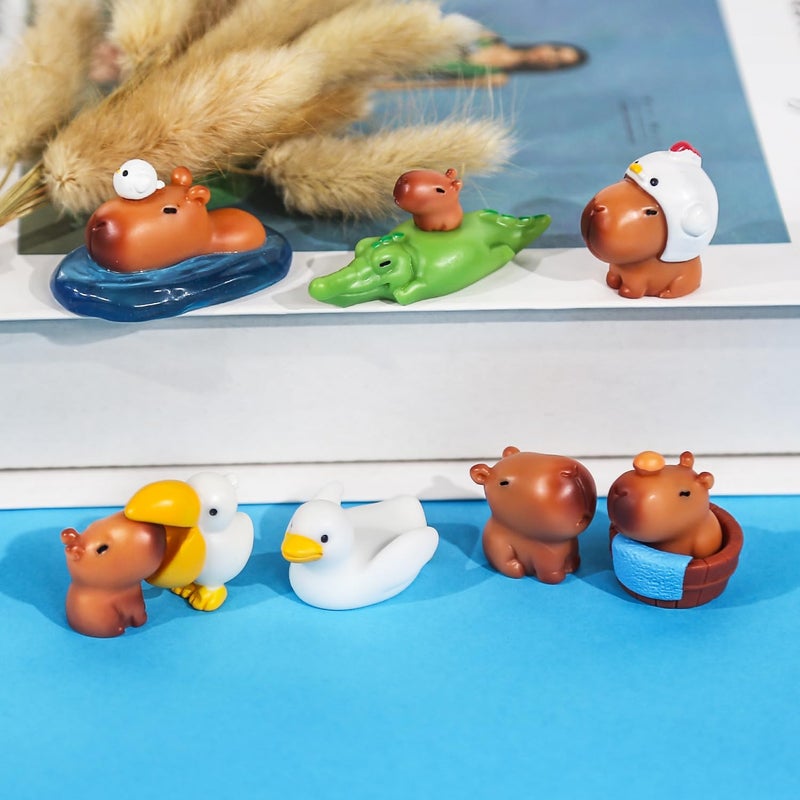 BlingABC 10 Pack Mini Capybara Figures Cake Toppers,Miniature Cute Capybara Resin Fairy Garden Decoration for Kids Birthday Baby Shower Party Cake Dollhouse Desktop - Image 5