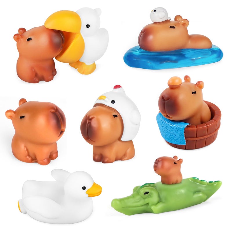 BlingABC 10 Pack Mini Capybara Figures Cake Toppers,Miniature Cute Capybara Resin Fairy Garden Decoration for Kids Birthday Baby Shower Party Cake Dollhouse Desktop - Image 1