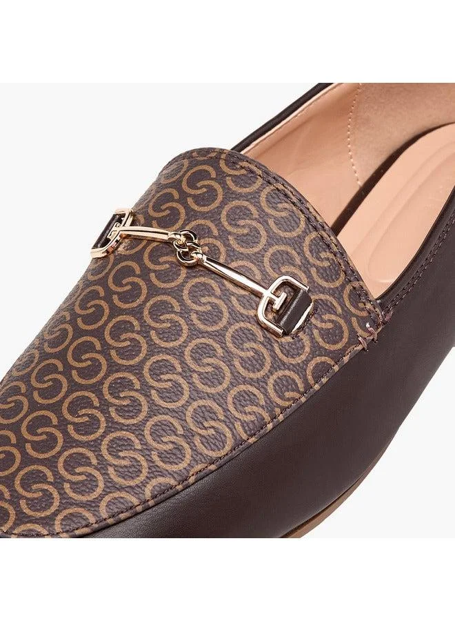 Celeste Women's Solid Slip-On Loafers with Metal Accent