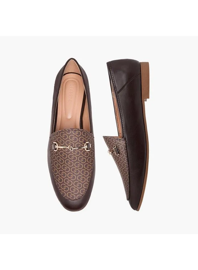 Celeste Women's Solid Slip-On Loafers with Metal Accent