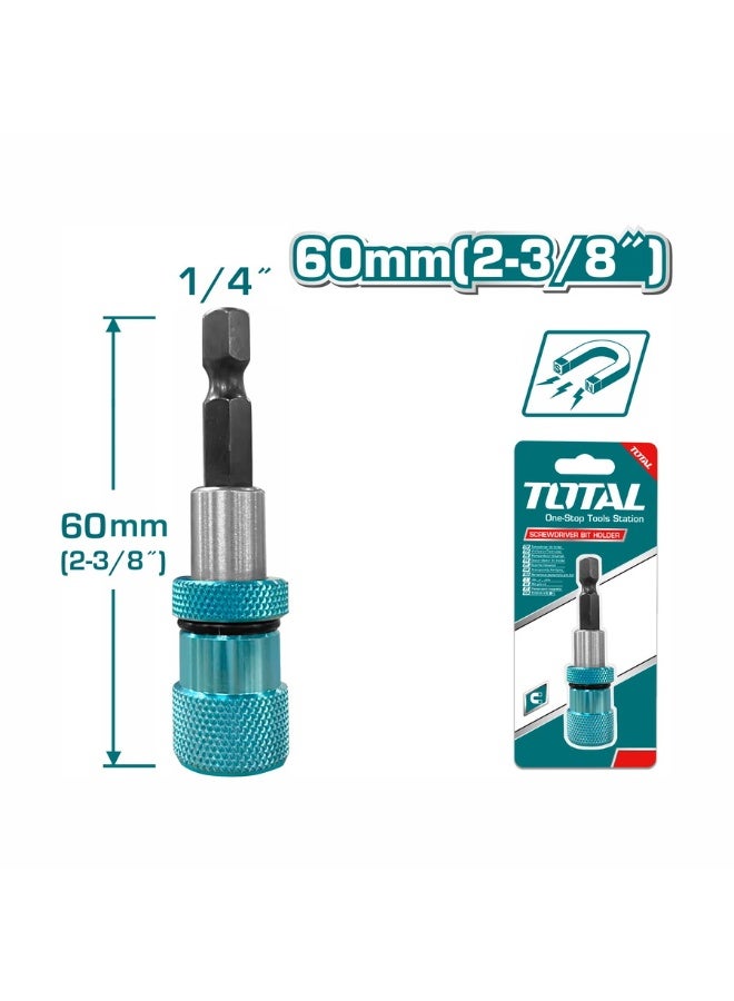 TOTAL 60mm Magnetic Limit Screwdriver Bit Holder – Quick-Release Extension for Power Tools and Drill Drivers - Image 1