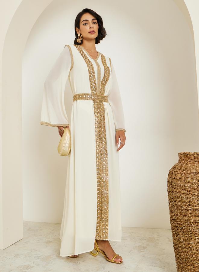 أميرة جلابية شيفون بتداخلات دانتيل - Image 1