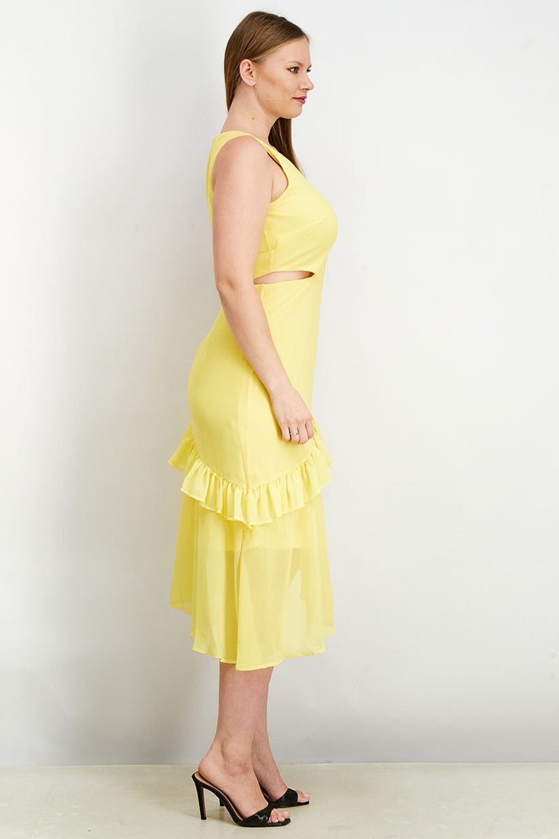 Sam Edelman Women Textured Ruffle Dress, Yellow - Image 3