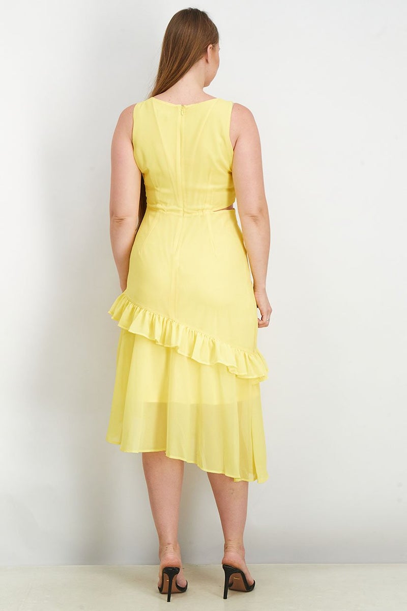 Sam Edelman فستان نسائي مزخرف مع كشكش، أصفر - Image 3