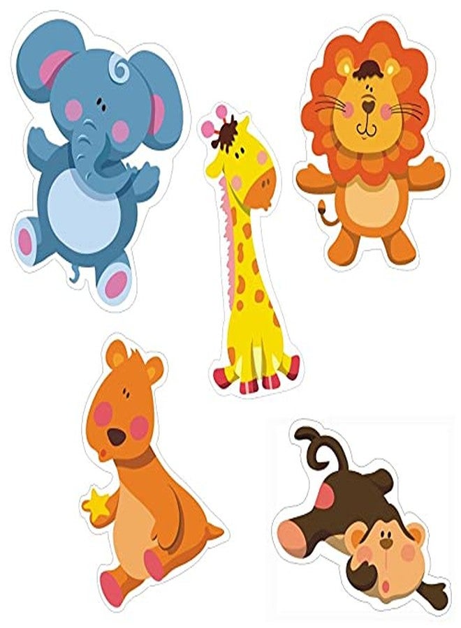 PrettyurParty Pretty UR Party Jungle Theme Paper Cutouts for Birthday Parties, Safari Party Supplies décor, Animals Birthday Decoration, Jungle Cutouts for Classroom, Bedroom, Bulletin Board –Multicolour (10 pcs) - Image 1