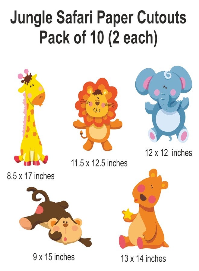 PrettyurParty Pretty UR Party Jungle Theme Paper Cutouts for Birthday Parties, Safari Party Supplies décor, Animals Birthday Decoration, Jungle Cutouts for Classroom, Bedroom, Bulletin Board –Multicolour (10 pcs) - Image 2