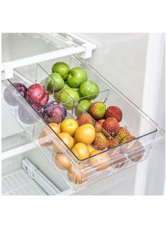 Arabest Small Fridge Drawer Organizer, Mini Refrigerator Drawers Storage Box, Fit for Fridge Shelf Under, Pull Out Refrigerator Storage Drawers for Food, Drinks, Dividers Are Removable, 0.6" (4-grid)  - Image 1