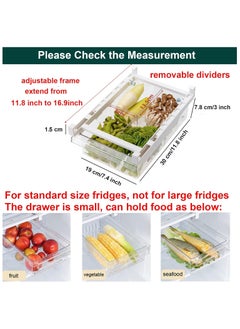 Arabest Small Fridge Drawer Organizer, Mini Refrigerator Drawers Storage Box, Fit for Fridge Shelf Under, Pull Out Refrigerator Storage Drawers for Food, Drinks, Dividers Are Removable, 0.6" (4-grid)  - Image 2