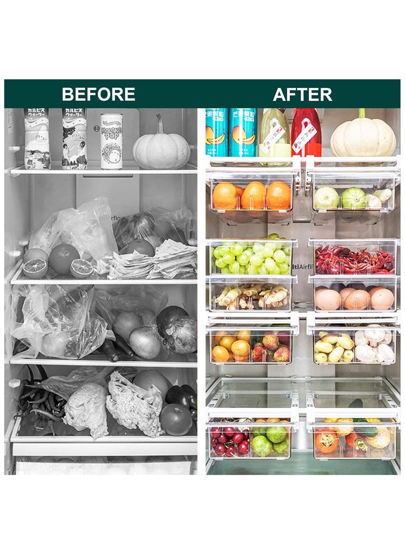 Arabest Small Fridge Drawer Organizer, Mini Refrigerator Drawers Storage Box, Fit for Fridge Shelf Under, Pull Out Refrigerator Storage Drawers for Food, Drinks, Dividers Are Removable, 0.6" (4-grid)  - Image 4