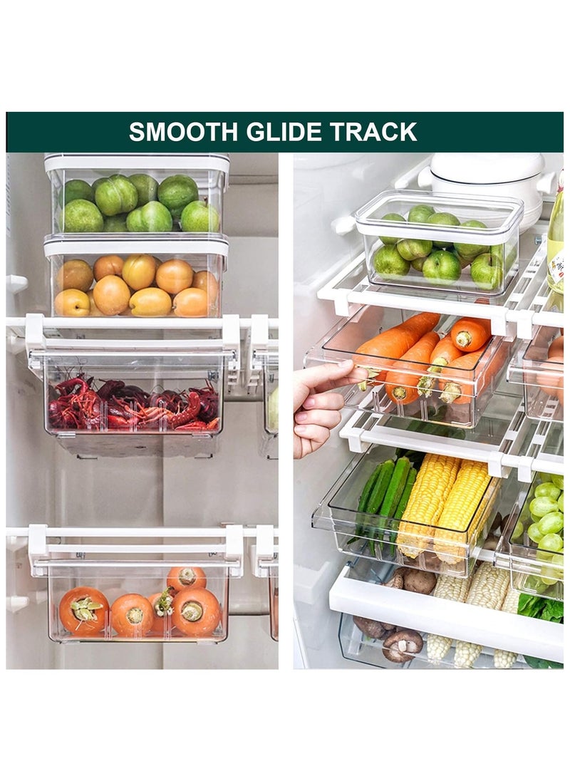Arabest Small Fridge Drawer Organizer, Mini Refrigerator Drawers Storage Box, Fit for Fridge Shelf Under, Pull Out Refrigerator Storage Drawers for Food, Drinks, Dividers Are Removable, 0.6" (4-grid)  - Image 5