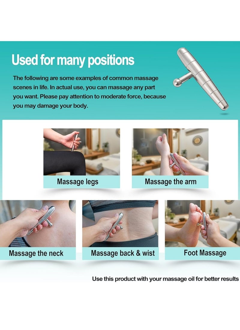 Ru syanl T-Bar Stainless Steel Manual Deep Tissue Massage Tool Target Trigger Points Massage for Pain Relief and Full-Body Fascial Relaxation  - Image 2