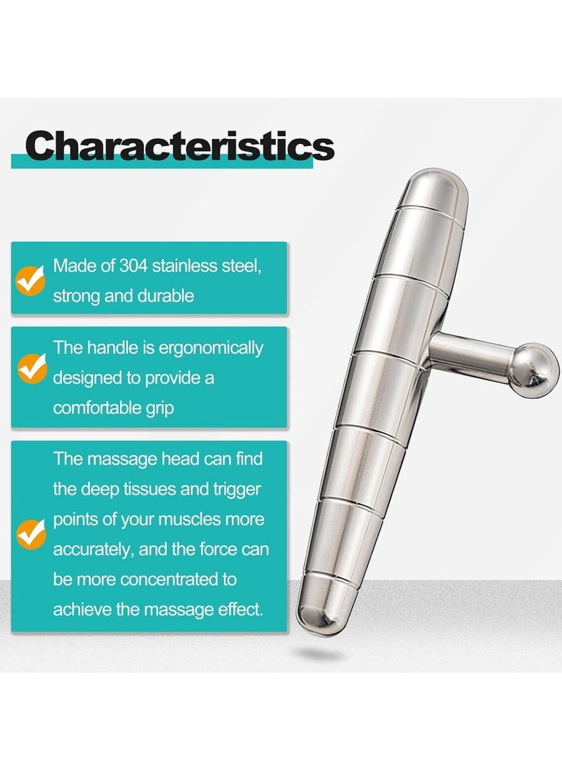 Ru syanl T-Bar Stainless Steel Manual Deep Tissue Massage Tool Target Trigger Points Massage for Pain Relief and Full-Body Fascial Relaxation  - Image 3
