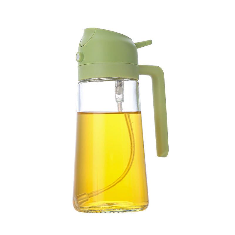POPLEY Oil Dispenser Bottle 500ML 2 in 1 Olive Oil Sprayer and Oil Dispenser for Kitchen Glass Cruet Bottle with Premium Nozzle for Vinegar Soy Sauce Pack of 1 Multicolor - Image 1