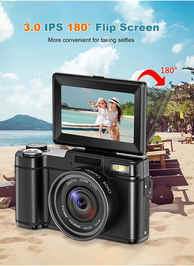 Generic - 4K Full HD 48MP Digital Video Camera ,with Wide Angle Lens,3.0 Inch Swivel Screen Camera,4x Digital Zoom,with 64GB Memory Card - Image 1