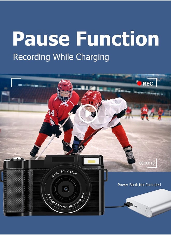 Generic - 4K Full HD 48MP Digital Video Camera ,with Wide Angle Lens,3.0 Inch Swivel Screen Camera,4x Digital Zoom,with 64GB Memory Card - Image 1
