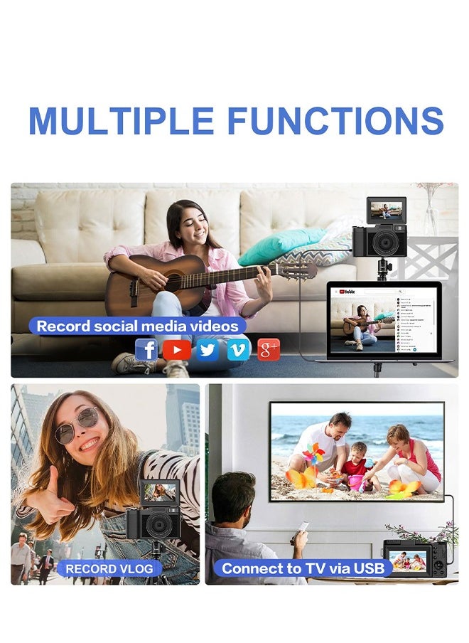Generic - 4K Full HD 48MP Digital Video Camera ,with Wide Angle Lens,3.0 Inch Swivel Screen Camera,4x Digital Zoom,with 64GB Memory Card - Image 1