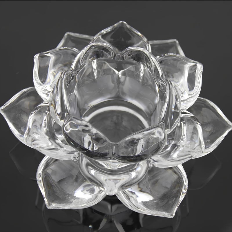 MKV MART MKV MART Elegant Crystal Lotus Flower Candle Holder Premium Glass Tea Light Stand Crystal for Home Decor Parties Weddings 1 Pack Tea Light Candle Not Included 2  - Image 1