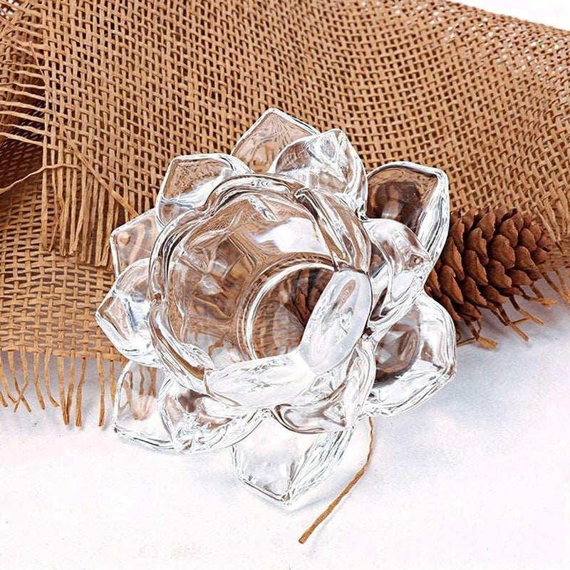 MKV MART MKV MART Elegant Crystal Lotus Flower Candle Holder Premium Glass Tea Light Stand Crystal for Home Decor Parties Weddings 1 Pack Tea Light Candle Not Included 2  - Image 4