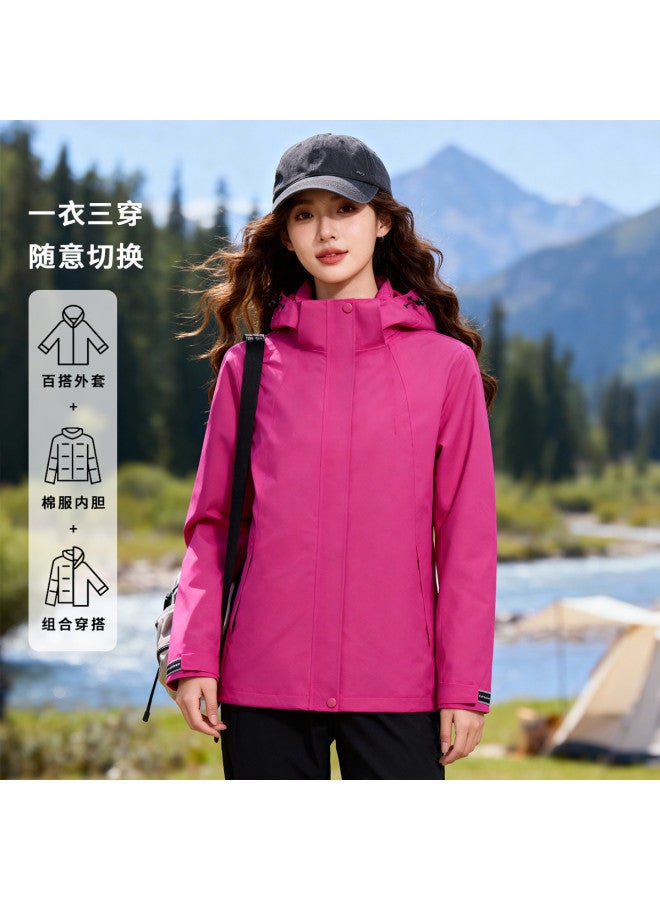 Fapai Winter Jacket + Liner Style Optional Outdoor Sports Hooded Jacket Women - Image 2