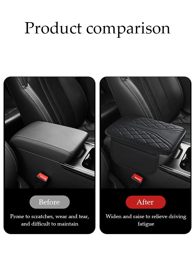 DUNISO Car Center Console Armrest Pillow, Waterproof Car Armrest Cover, Multifunctional Car Armrest Pad, With Phone Holder Storage Bag, Wear-Resistant And Stain Resistant, Suitable For Most Cars，Black  - Image 4