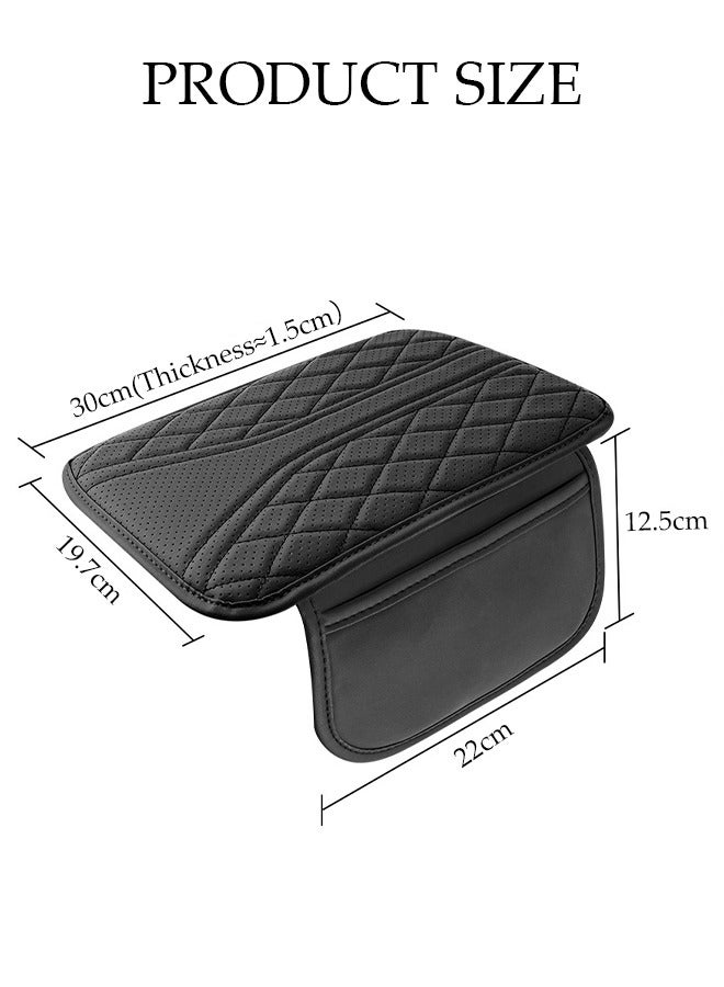 DUNISO Car Center Console Armrest Pillow, Waterproof Car Armrest Cover, Multifunctional Car Armrest Pad, With Phone Holder Storage Bag, Wear-Resistant And Stain Resistant, Suitable For Most Cars，Black  - Image 2