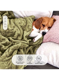 Hotel Linen Klub Single Micro Fleece Flannel Blanket 260 GSM Super Plush and Comfy Throw Blanket Size 150 x 200cm Olive  - Image 5