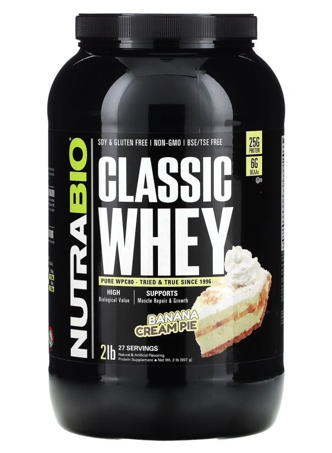 NutraBio Classic Whey Protein Banana Cream Pie 2 lb (907 g)