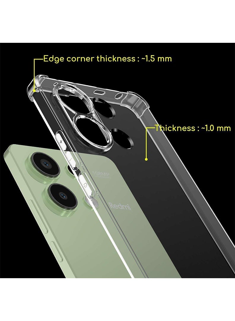 Theodor Redmi Note 13 Pro Clear Case, Shock-Absorption TPU Cell Phone Cover with Reinforced Corners, Soft Flexible & Crystal Clear Protective Bumper Case - Image 2
