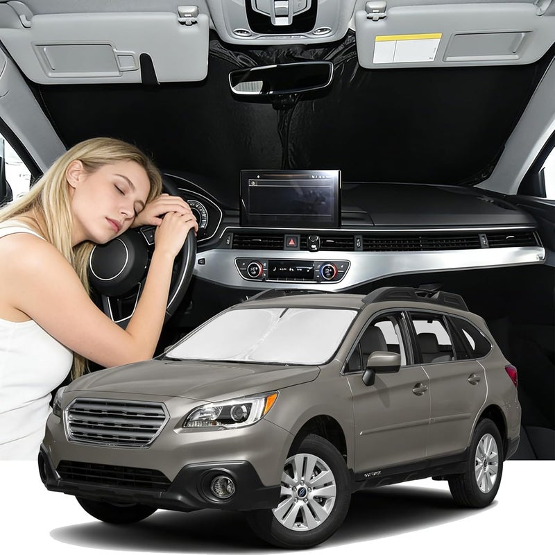 ZOIBV Windshield Sunshade for Outback 2010-2014 Sun Shade Car Windshield Accessories Upgrade 4 Layers Blocks UV Rays Custom Fit Outback 240T Car Window Shades Windshield Keep Cool Foldable - Image 1