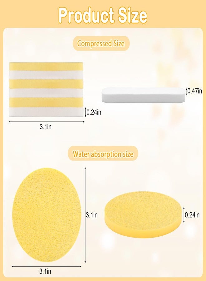 لوكسيف 120 قطعة من إسفنج الوجه المضغوط، إسفنج تنظيف الوجه من لوكسيف، إسفنج مكياج مضغوط، إسفنج دائري لغسل الوجه للنساء، إسفنج مضغوط لإزالة التقشير (أصفر + أبيض) - Image 2