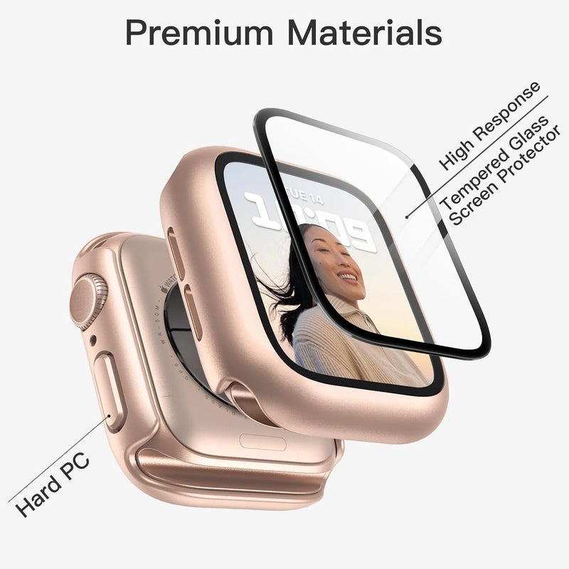 Case for Apple Watch Series 11/10 46mm, Rose Gold | with Screen Protector, Built-in Tempered Glass, High Touch Sensitivity, Full Protection, Hard PC Design - Image 3