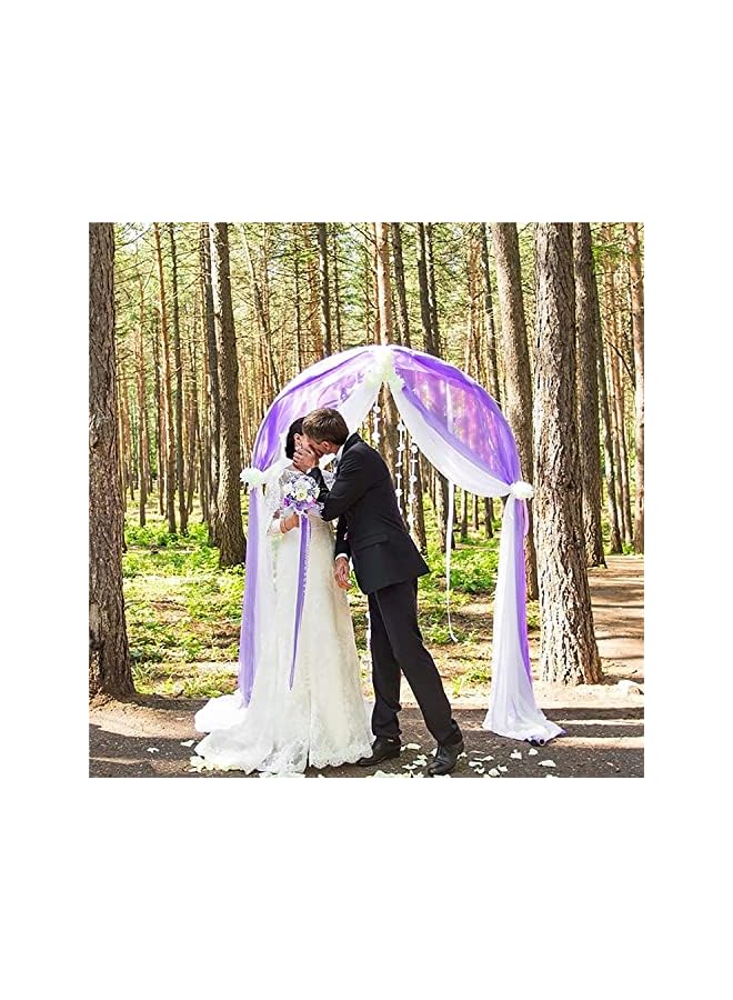 The Bros قماش تزيين قوس الزفاف، 1 لوحة 29.5" × 19 قدم ستائر قوس الزفاف البيضاء خلفية شفافة لحفل الزفاف ديكور سقف الحفلات (بنفسجي) - Image 2
