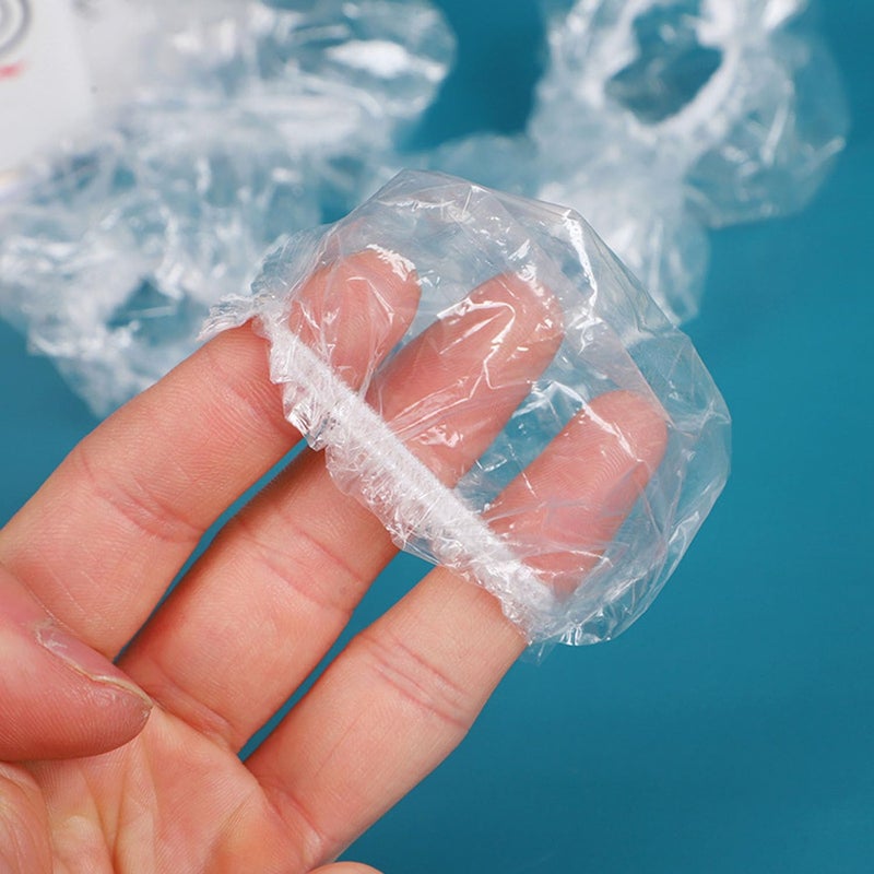 MISSJOJIAY 400 Pack Disposable Waterproof Ear Covers, Little Shower Caps Hair Dye Ear Protectors for Shower, Swimming & Hair Dye - Elastic Clear Plastic Small Caps for Salon, Bathing, Travel, Adults & Daily Use - Image 5
