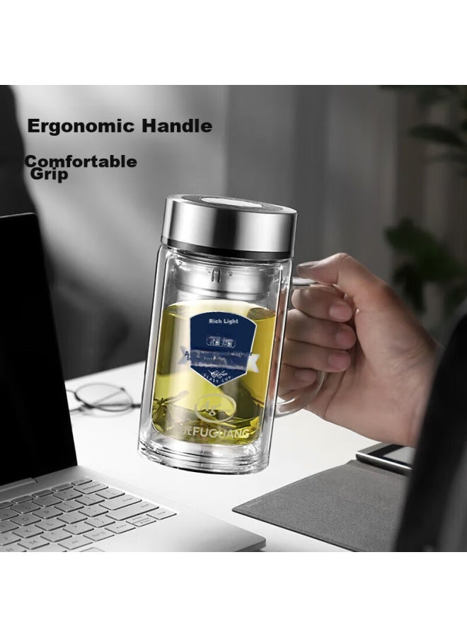 Tomimitsu Fuguang Silver Ion Antibacterial High Borosilicate Glass Cup, Large Capacity With Tea Strainer, Water Cup For Office, Thickened Tea Infuser Cup, Gift - Image 3