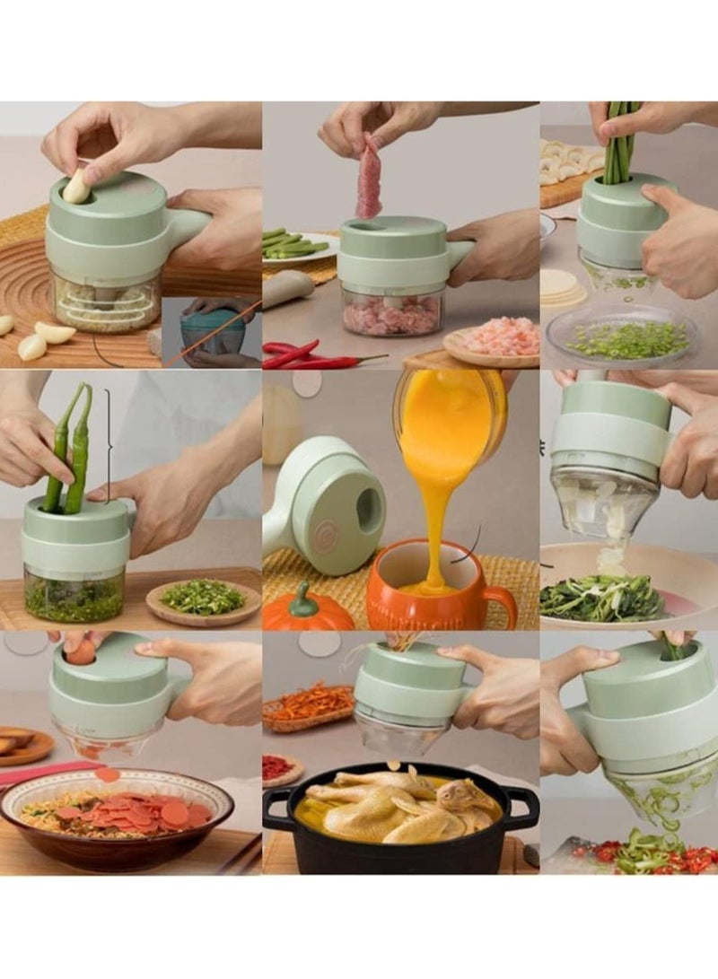 ELTRAZONE 4 in 1 Portable Handheld Electric Vegetable Cutter Set, Wireless Food Processor for Garlic Pepper Chili Onion Celery Ginger Meat, with Brush, Electric Vegetable Chopper - Image 4