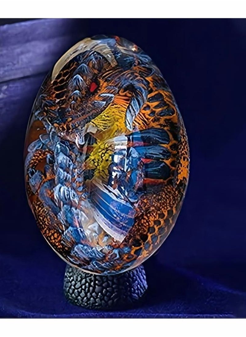 KASTWAVE - KASTWAVE Dragon Egg Ornament, Lava Dragon Egg,Crystal Transparent Lava Dragon Egg Resin Handmade Sculpture Fire Pocket Dragon Souvenir for Desktop Ornaments Exquisite Unique Gift (Blue) - Image 1