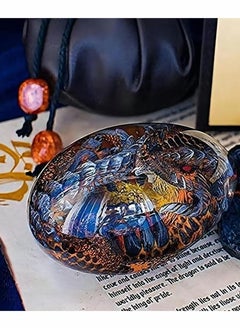 KASTWAVE Dragon Egg Ornament, Lava Dragon Egg,Crystal Transparent Lava Dragon Egg Resin Handmade Sculpture Fire Pocket Dragon Souvenir for Desktop Ornaments Exquisite Unique Gift (Blue)