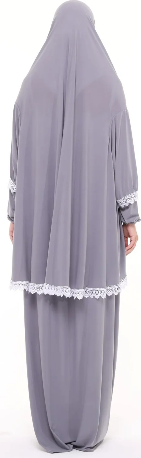 التوبة Women's Two Piece Lycra Sandy Fabric Ruched Sleeve Prayer Dress