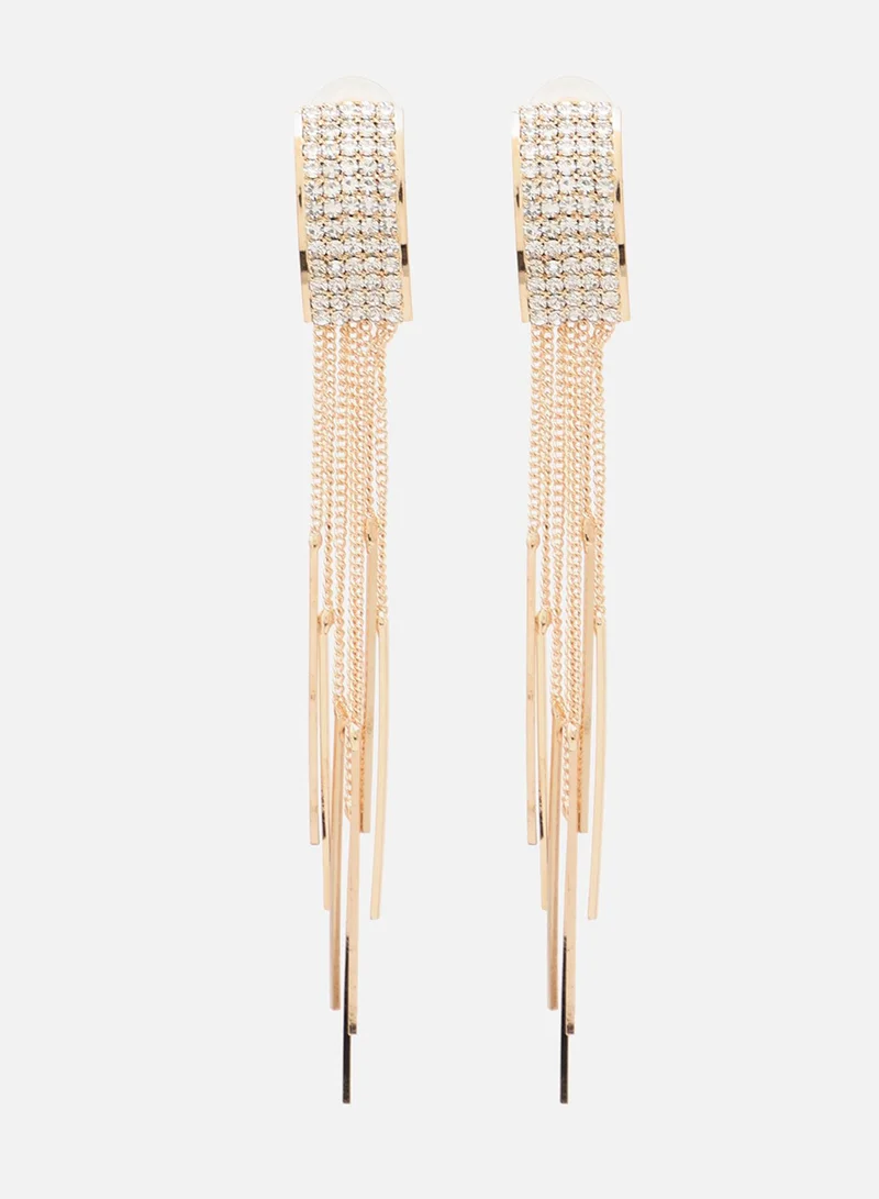 سوهي قرط متدلي من الحجر مصمم للحفلات مطلي بالذهب