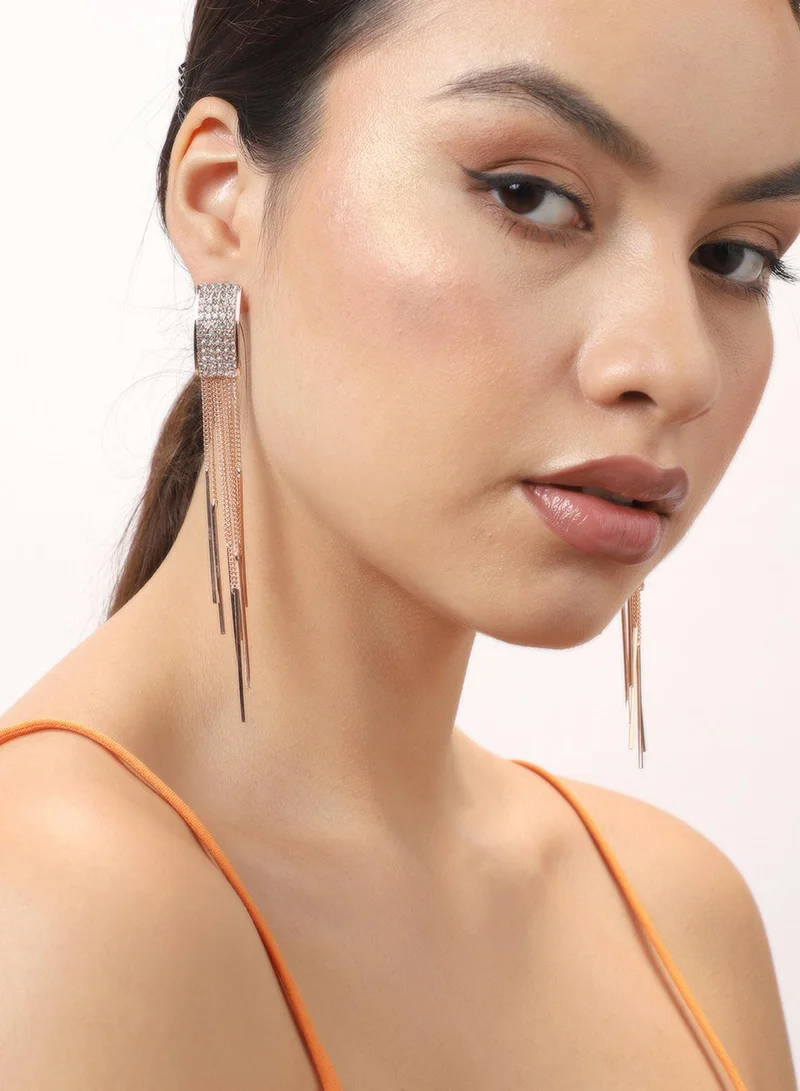 سوهي قرط متدلي من الحجر مصمم للحفلات مطلي بالذهب