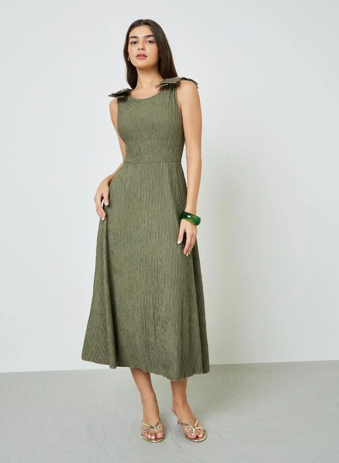 تايك تو Green Sleeveless A-Line Midi Dress